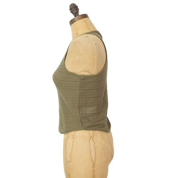 MADEWELL Crochet-Knit Cutaway Tank Top XS 'Worn Olive' Green Crewneck NWT B34 - Picture 4 of 6